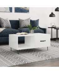 Table basse Blanc brillant 90x50x40 cm Bois d'ingénierie | Mobilier & Déco