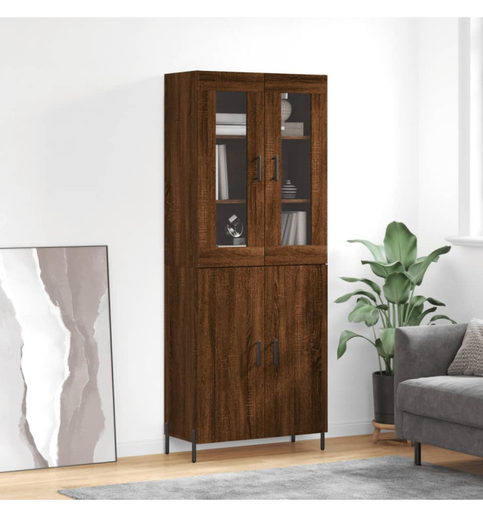 Buffet haut Chêne marron 69,5x34x180 cm Bois d'ingénierie | Mobilier & Déco