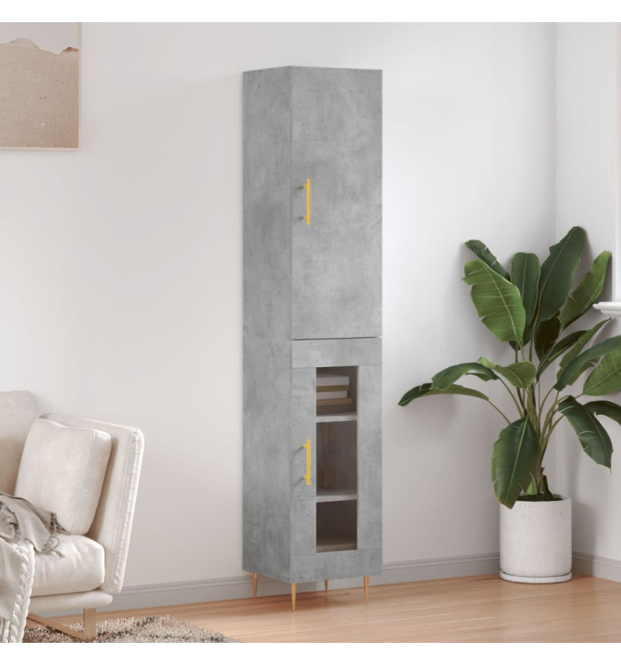 Buffet haut Gris béton 34,5x34x180 cm Bois d'ingénierie | Mobilier & Déco