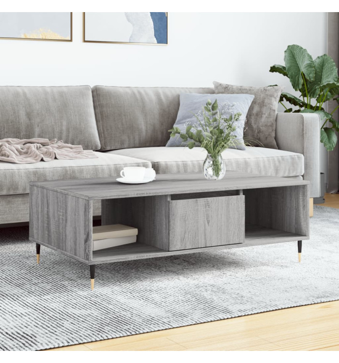 Table basse sonoma gris 104x60x35 cm bois d'ingénierie | Mobilier & Déco