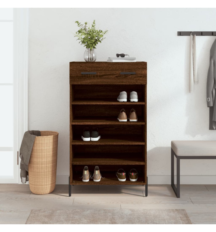 Armoire à chaussures chêne marron 60x35x105cm bois d'ingénierie | Mobilier & Déco