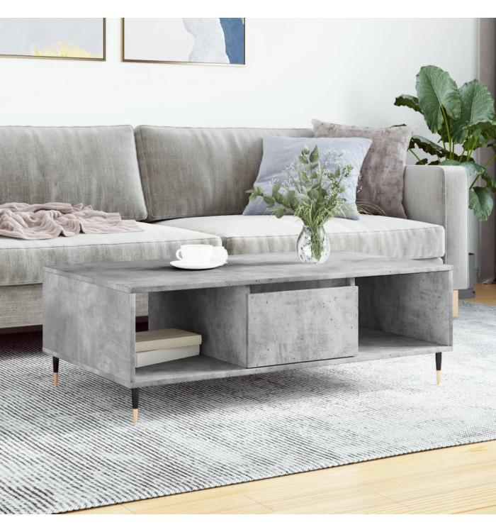 Table basse gris béton 104x60x35 cm bois d'ingénierie | Mobilier & Déco