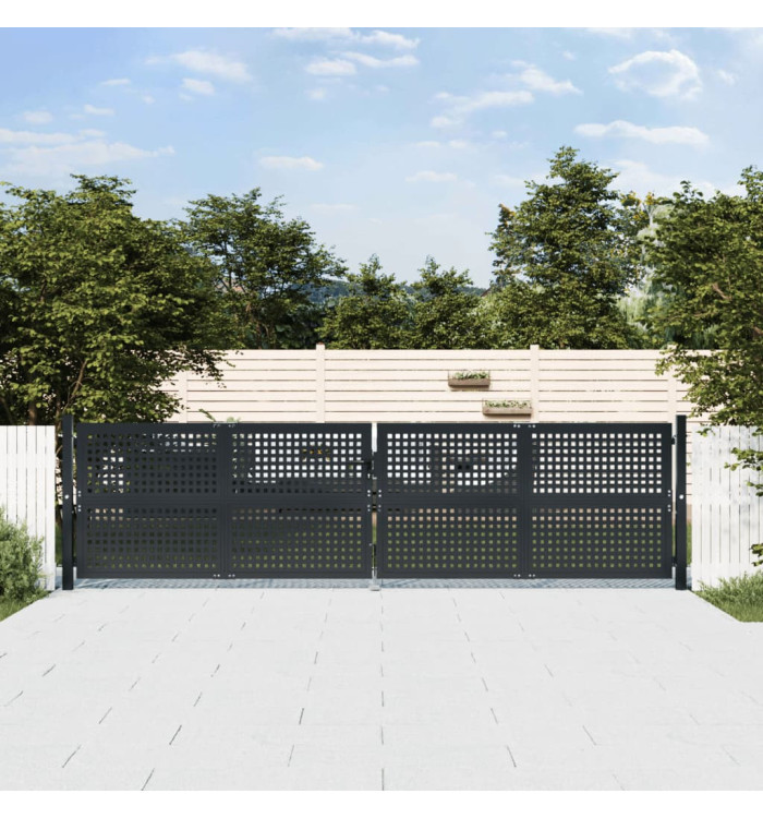 Portail de jardin anthracite 400x125 cm acier | Mobilier & Déco