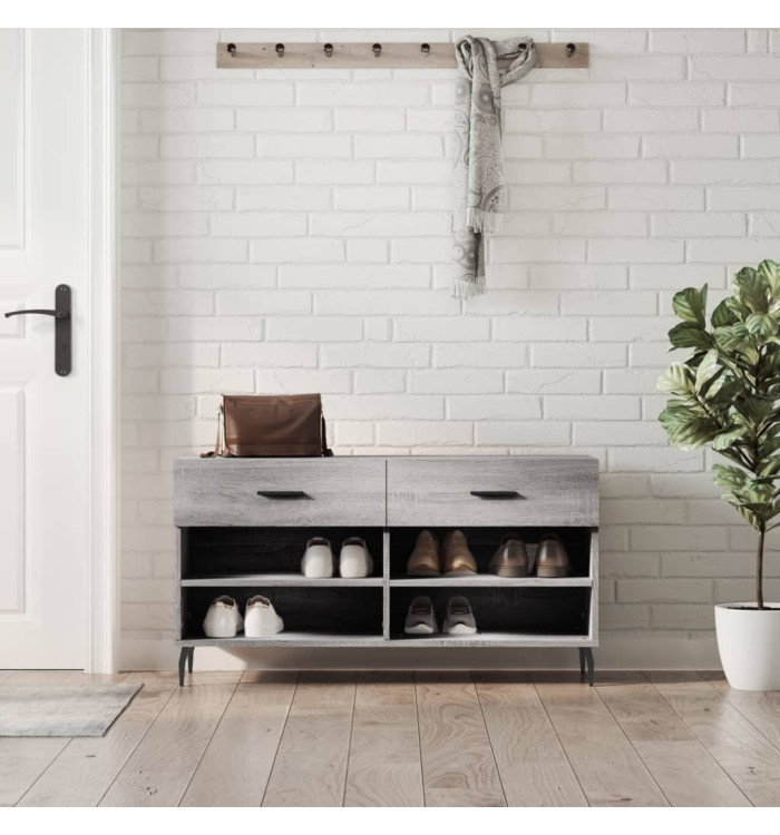 Banc à chaussures sonoma gris 102x35x55 cm bois d'ingénierie | Mobilier & Déco