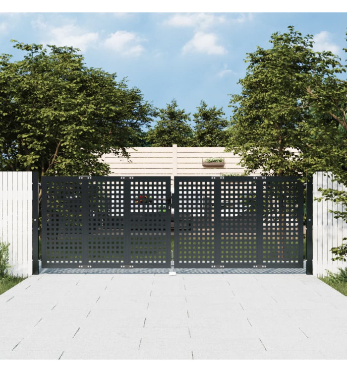 Portail de jardin anthracite 300 x 125 cm acier | Mobilier & Déco