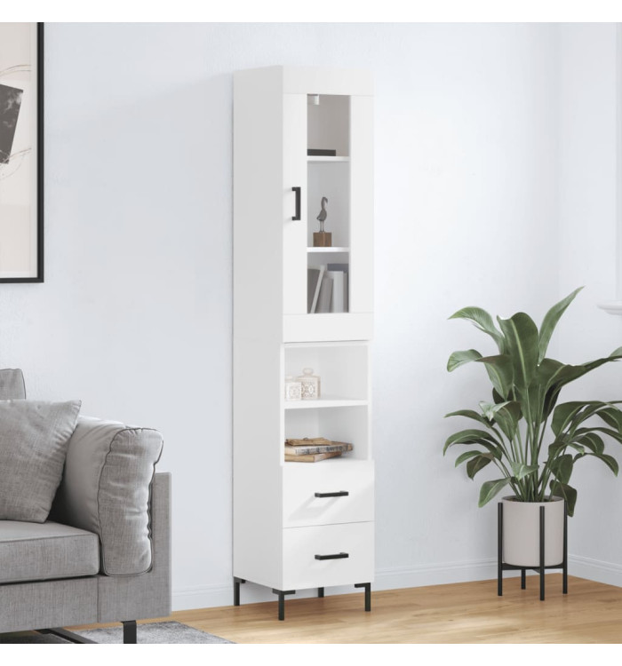 Buffet haut Blanc 34,5x34x180 cm Bois d'ingénierie | Mobilier & Déco
