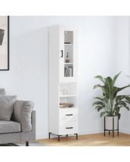 Buffet haut Blanc 34,5x34x180 cm Bois d'ingénierie | Mobilier & Déco