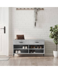 Banc à chaussures gris béton 102x35x55 cm bois d'ingénierie | Mobilier & Déco