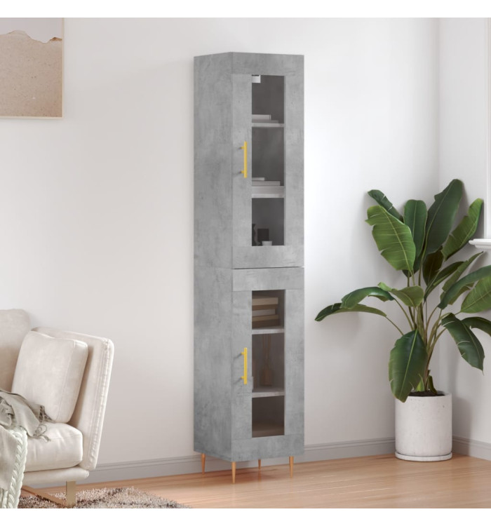 Buffet haut Gris béton 34,5x34x180 cm Bois d'ingénierie | Mobilier & Déco