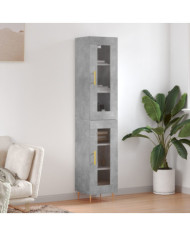 Buffet haut Gris béton 34,5x34x180 cm Bois d'ingénierie | Mobilier & Déco