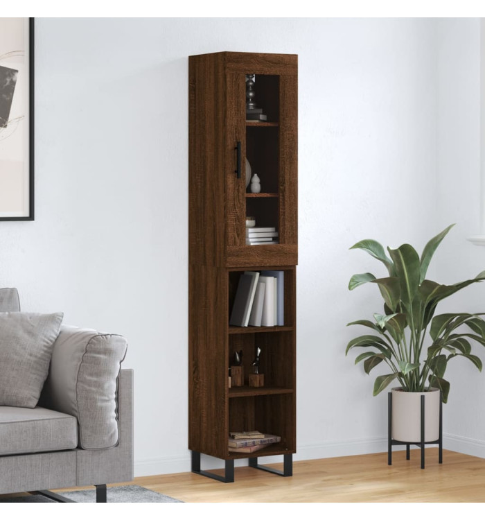 Buffet haut Chêne marron 34,5x34x180 cm Bois d'ingénierie | Mobilier & Déco