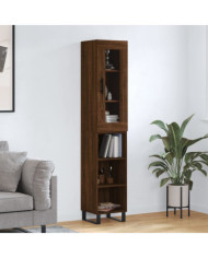 Buffet haut Chêne marron 34,5x34x180 cm Bois d'ingénierie | Mobilier & Déco