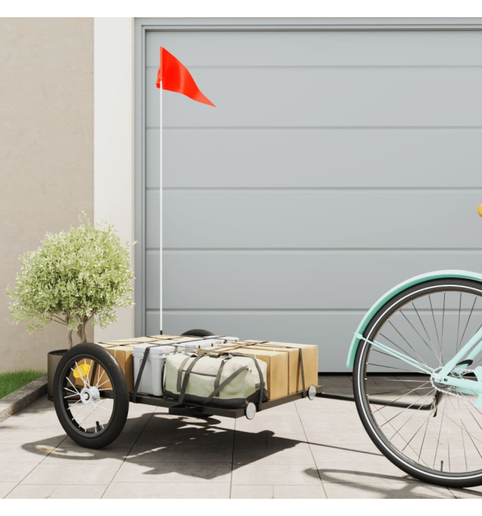 Remorque de vélo noir 126x63x34 cm fer | Mobilier & Déco