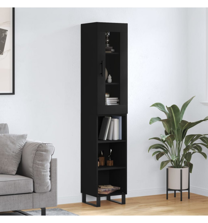 Buffet haut Noir 34,5x34x180 cm Bois d'ingénierie | Mobilier & Déco
