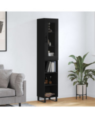 Buffet haut Noir 34,5x34x180 cm Bois d'ingénierie | Mobilier & Déco