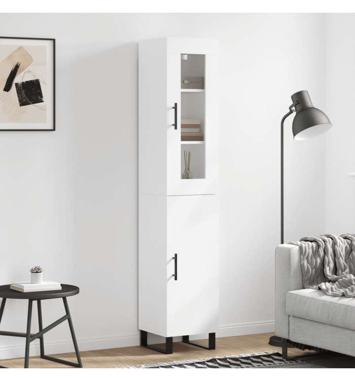 Buffet haut Blanc 34,5x34x180 cm Bois d'ingénierie | Mobilier & Déco