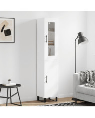 Buffet haut Blanc 34,5x34x180 cm Bois d'ingénierie | Mobilier & Déco