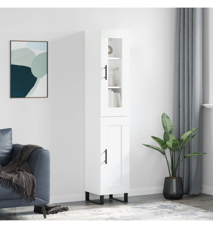 Buffet haut Blanc 34,5x34x180 cm Bois d'ingénierie | Mobilier & Déco