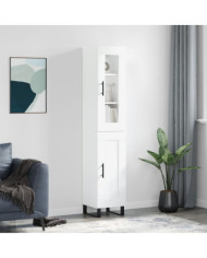 Buffet haut Blanc 34,5x34x180 cm Bois d'ingénierie | Mobilier & Déco