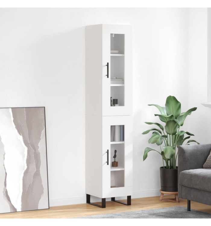 Buffet haut Blanc 34,5x34x180 cm Bois d'ingénierie | Mobilier & Déco