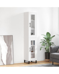 Buffet haut Blanc 34,5x34x180 cm Bois d'ingénierie | Mobilier & Déco
