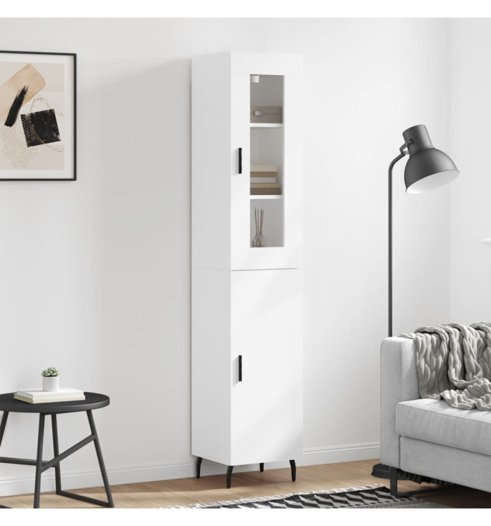 Buffet haut Blanc 34,5x34x180 cm Bois d'ingénierie | Mobilier & Déco