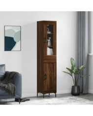 Buffet haut Chêne marron 34,5x34x180 cm Bois d'ingénierie | Mobilier & Déco