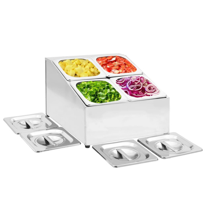 Récipient Gastronorm avec 4 bacs GN 1/6 Acier inoxydable | Mobilier & Déco