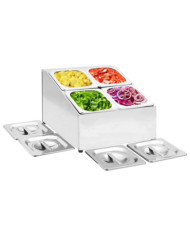 Récipient Gastronorm avec 4 bacs GN 1/6 Acier inoxydable | Mobilier & Déco