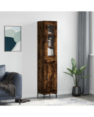 Buffet haut Chêne fumé 34,5x34x180 cm Bois d'ingénierie | Mobilier & Déco