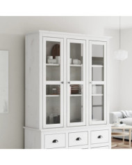 Armoire avec portes vitrées BODO blanc bois de pin massif | Mobilier & Déco