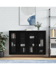 Armoires murales 2 pcs noir bois d'ingénierie | Mobilier & Déco