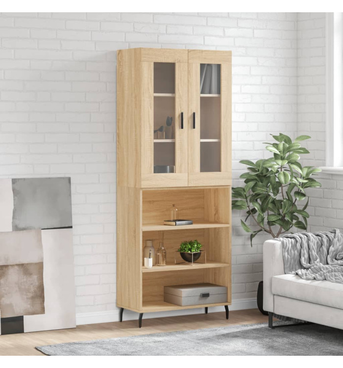 Buffet haut Chêne sonoma 69,5x34x180 cm Bois d'ingénierie | Mobilier & Déco