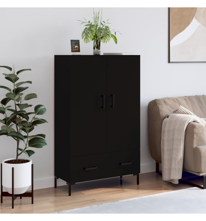 Buffet haut noir 69,5x31x115 cm bois d'ingénierie | Mobilier & Déco