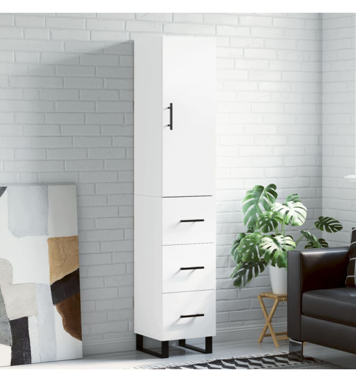 Buffet haut Blanc 34,5x34x180 cm Bois d'ingénierie | Mobilier & Déco