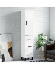 Buffet haut Blanc 34,5x34x180 cm Bois d'ingénierie | Mobilier & Déco