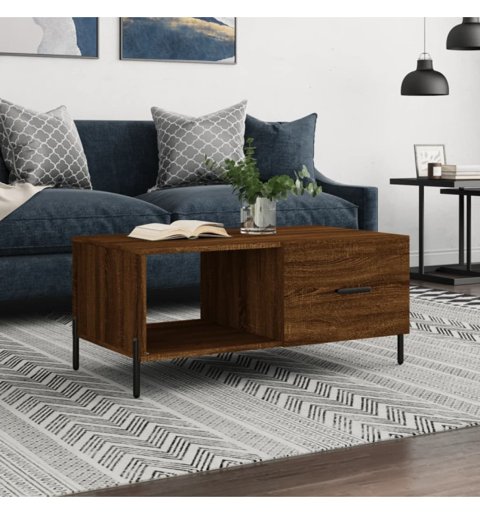 Table basse chêne marron 90x50x40 cm bois d'ingénierie | Mobilier & Déco