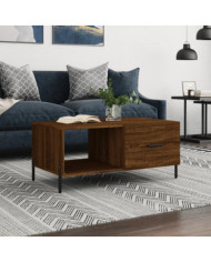 Table basse chêne marron 90x50x40 cm bois d'ingénierie | Mobilier & Déco