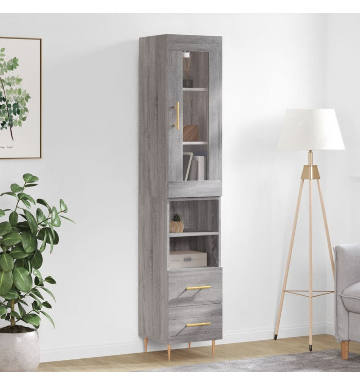 Buffet haut Sonoma gris 34,5x34x180 cm Bois d'ingénierie | Mobilier & Déco