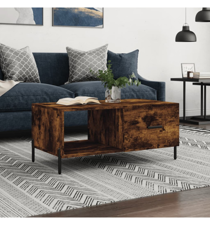 Table basse chêne fumé 90x50x40 cm bois d'ingénierie | Mobilier & Déco