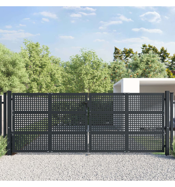 Portail de jardin anthracite 400x125 cm acier | Mobilier & Déco
