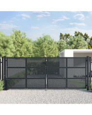 Portail de jardin anthracite 400x125 cm acier | Mobilier & Déco
