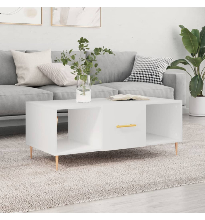 Table basse blanc 102x50x40 cm bois d'ingénierie | Mobilier & Déco