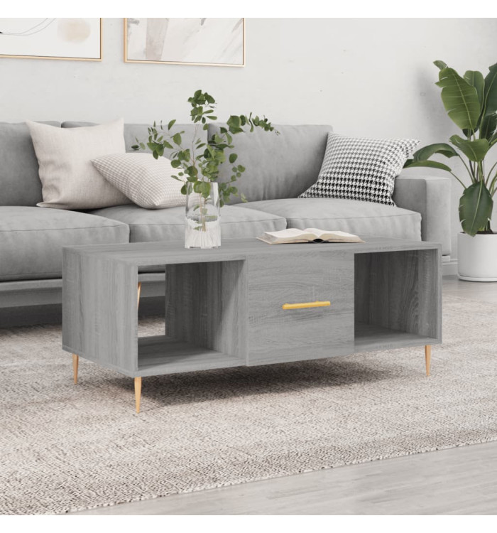 Table basse sonoma gris 102x50x40 cm bois d'ingénierie | Mobilier & Déco