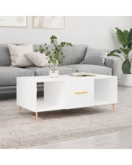 Table basse Blanc brillant 102x50x40 cm Bois d'ingénierie | Mobilier & Déco