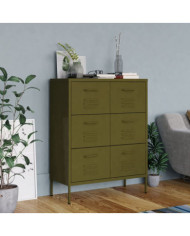 Armoire à tiroirs Vert olive 80x35x101,5 cm Acier | Mobilier & Déco