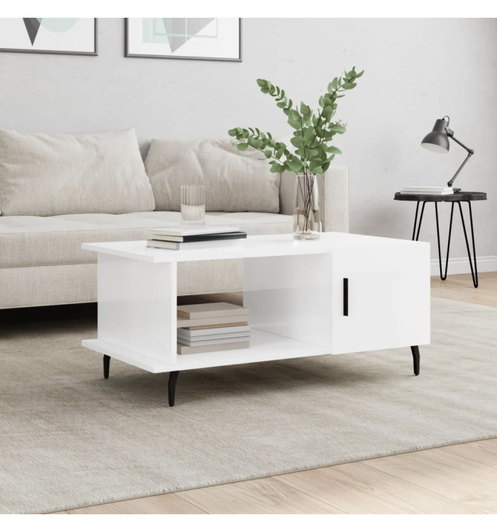 Table basse Blanc brillant 90x50x40 cm Bois d'ingénierie | Mobilier & Déco