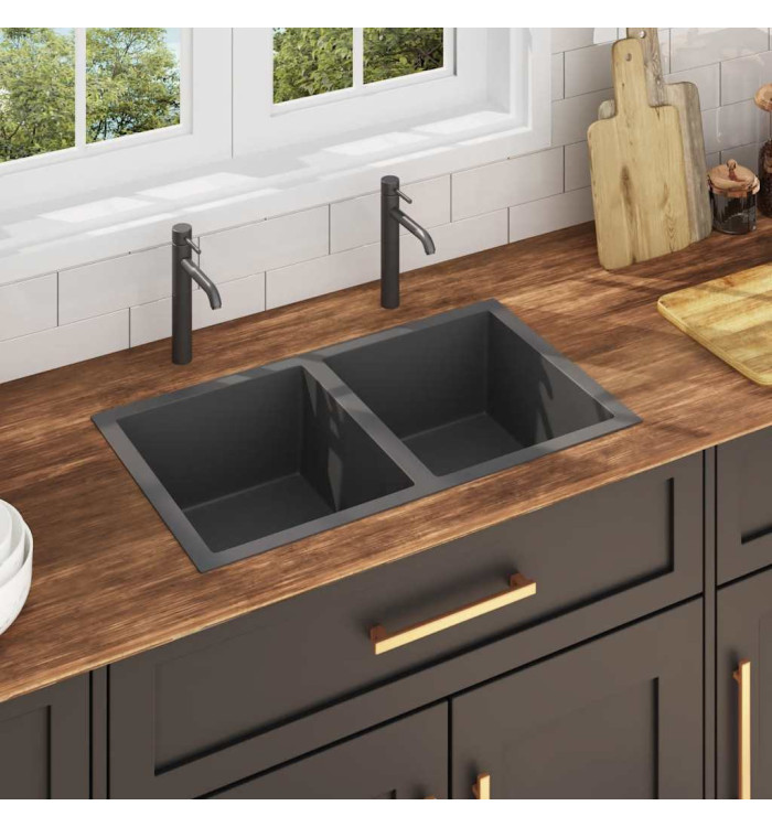 Évier de cuisine fait à la main Noir Acier inoxydable | Mobilier & Déco