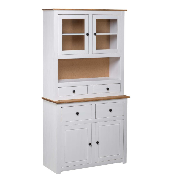 Buffet haut Blanc 93x40,5x180 cm Pin Gamme Panama | Mobilier & Déco