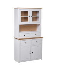 Buffet haut Blanc 93x40,5x180 cm Pin Gamme Panama | Mobilier & Déco